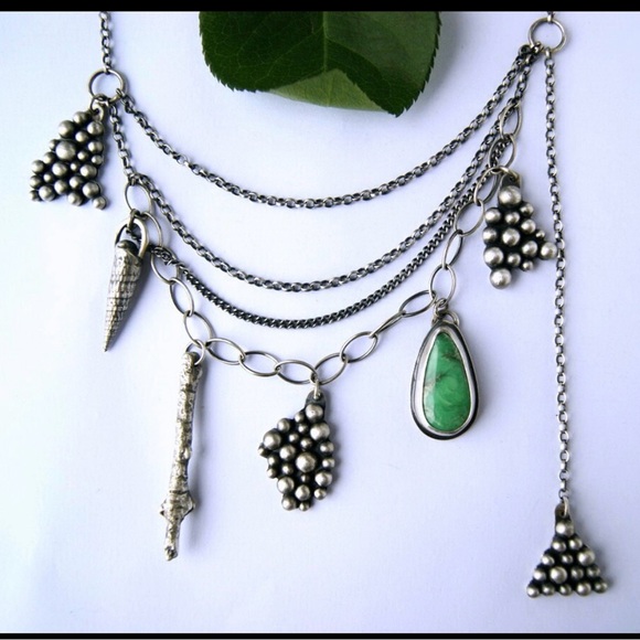 Jewelry - Silver and Green Variscite Charm Necklace